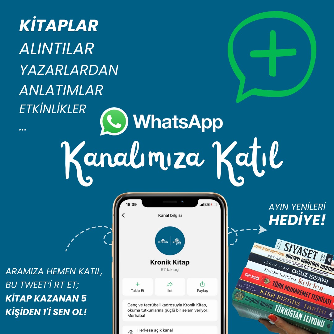 Kronik Kitap Whatsapp kanalımıza hemen katıl, bu tweet'i RT et; Temmuz 2024 ayında çıkan 8 kitabımızı kazanan 5 kişiden 1'i sen ol!

NOT: Kazanan hesaplar Whatsapp kanalımızda duyurulacaktır.

whatsapp.com/channel/0029Va…