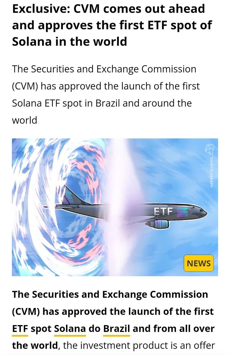 BREAKING: Der erste Solana Spot ETF wurde in Brazilien genehmigt! 🇧🇷 Zwar  kein großer Markt aber große Signalwirkung!