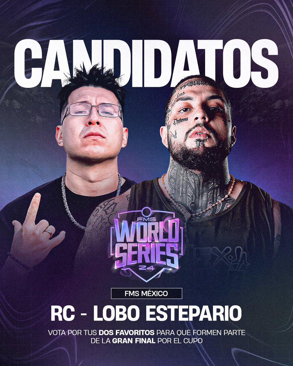 fmsmex's tweet photo. 🇲🇽 Lo que comenzó en el metro puede ir a la SUPERLIGA 🔥

Cada FMS tiene 2 candidatos previamente elegidos por la comunidad en las votaciones de las tier list.  Los nuestros son Lobo y RC 🫡

Los dos MC’s que acumulen más votos pasarán a la votación final 1vs1 que determinará quién será el integrante 🔟 de la superliga 🌎🙌

👇🏼 Vota en el link del hilo 🗳️