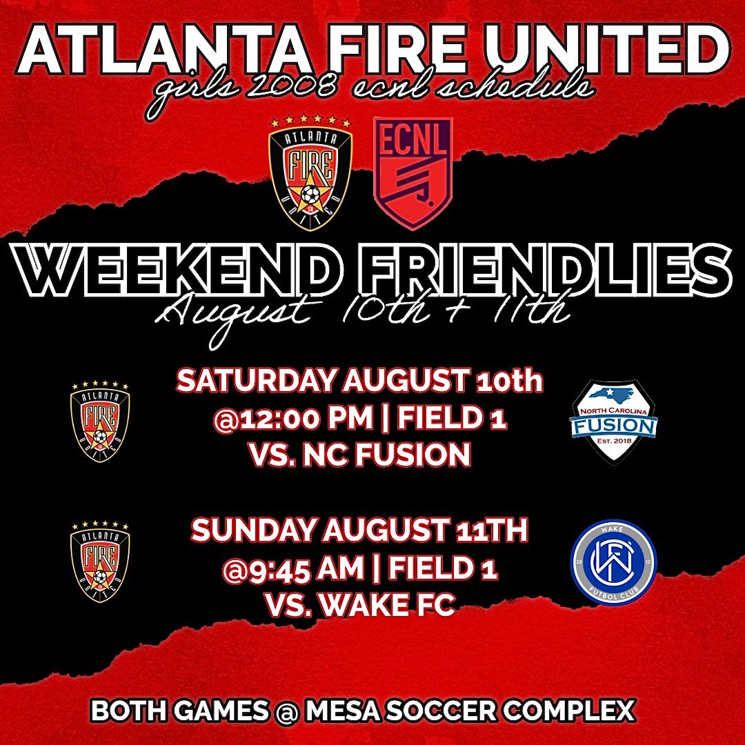 Atlanta Fire United 08G ECNL (@afu_2008_ecnl) on Twitter photo Another weekend of preseason continues! This time <a href="/CESA2004/">CESA</a> 
Schedule 👇 
#weareafu🔥 <a href="/DomMartelli/">Dom Martelli</a> Another weekend of preseason continues! This time <a href="/CESA2004/">CESA</a> 
Schedule 👇 
#weareafu🔥 <a href="/DomMartelli/">Dom Martelli</a>