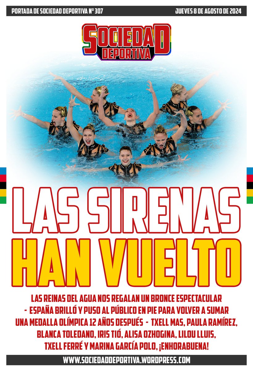 SDeportivaD's tweet photo. #PortadaSD | QUE SIGA LA MARCHA | LAS SIRENAS HAN VUELTO
Presentamos la doble portada del 8 de agosto de 2024.
#JuegosOlímpicos | #Paris2024 | https://t.co/SBhlmAMIeh https://t.co/zEuOED0wkf