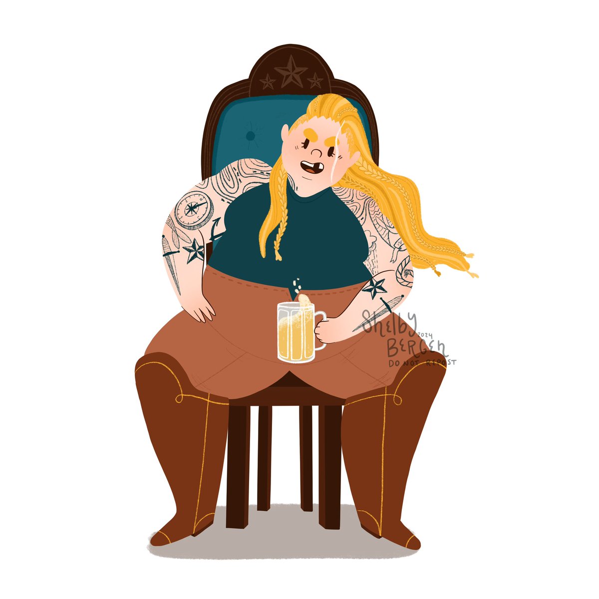 August Adipose day five! The Captain is here at #augustadipose , and she has a quest for you and your party, but you’re going to have to arm wrestle her first! ⛴️