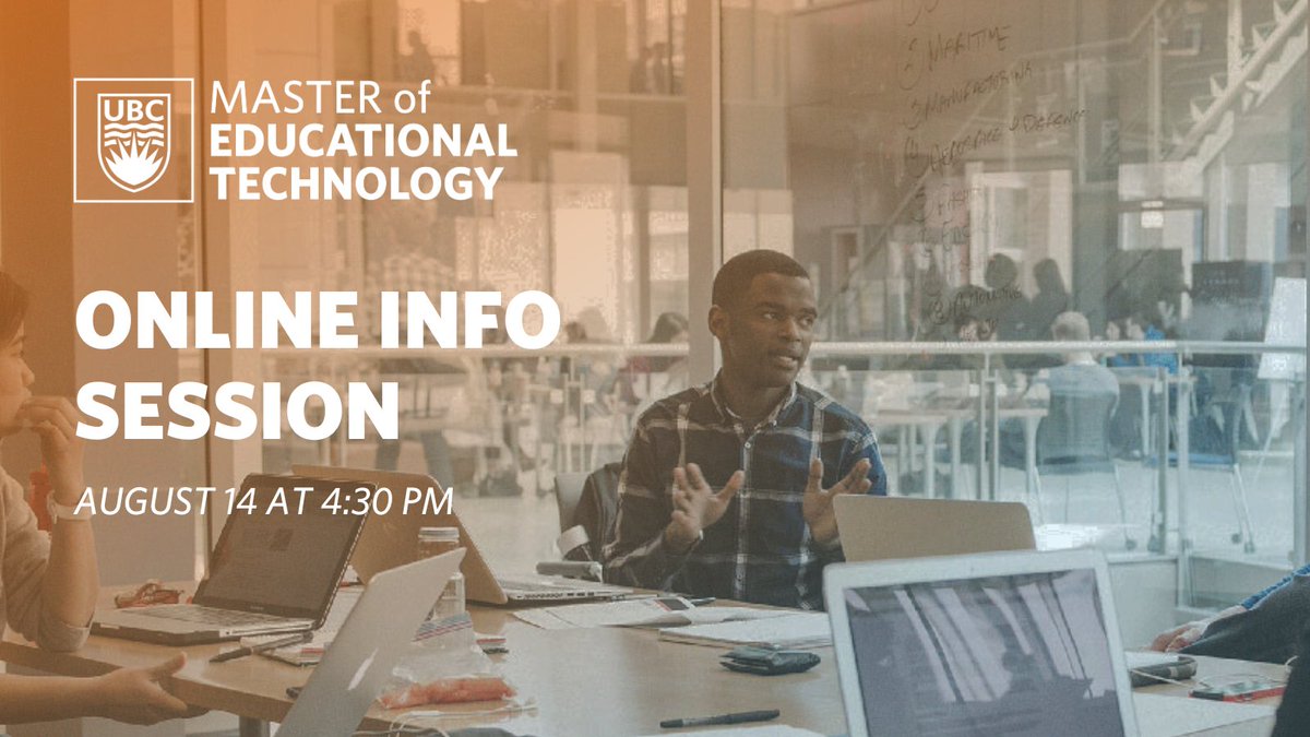 Do you have questions about applying to the Master of Educational Technology program? Join our online information session on August 14 at 4:30pm PT: mvnt.us/m2420842
<a href="/UBCMETcommunity/">MET Community</a>