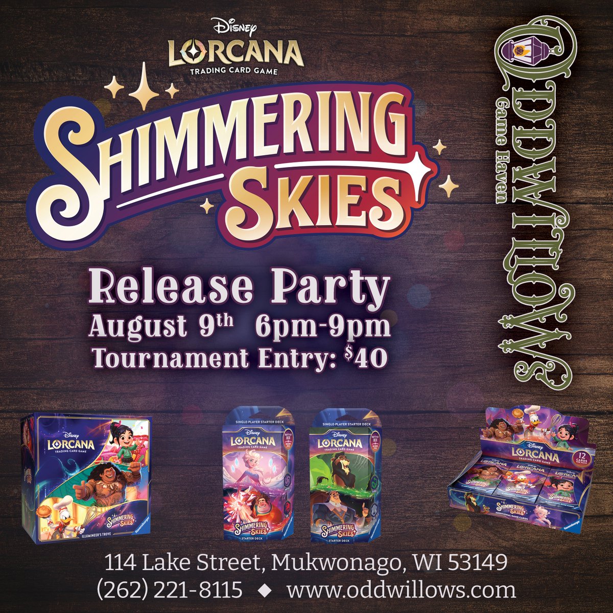It's almost time for the Shimmering Skies release party at Oddwillow's Game Haven! Will you be attending? Visit our website at oddwillows.com/events/ for details and to reserve your spot. Space is limited, so sign up today!