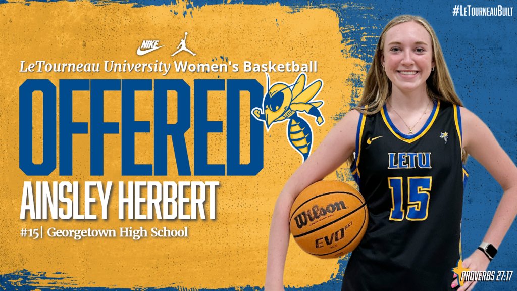 ainsley_herbert's tweet photo. After a great visit with @ScotMac21 and @CoachS_Tan , I am blessed and excited to announce that I have received an offer from LeTourneau University! @LETUWBB https://t.co/1RLlTnoVZI