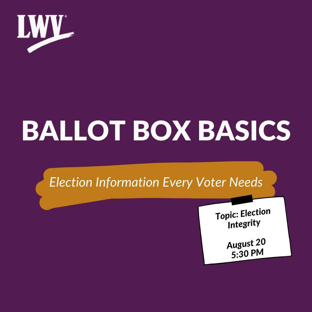 Join LWVPA, Thad Hall (Mercer County Director of Elections), and Timothy Benyo (Lehigh County Chief Clerk - Registration and Elections) for a discussion about election integrity at this month's Ballot Box Basics! Register here: palwv.org/events/ballot-…