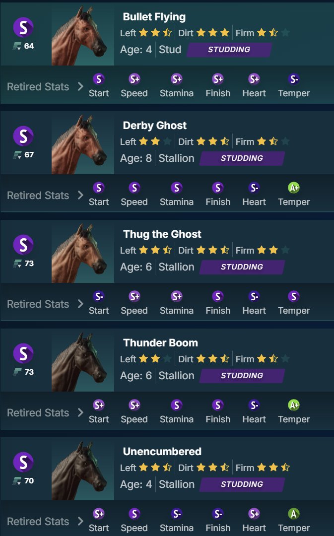 Plenty of open spots left for breeding in the barn for this season! #HorseRacing #PFL <a href="/photofinishgame/">Photo Finish™ LIVE 🌹 🐎 Virtual Horse Racing</a>