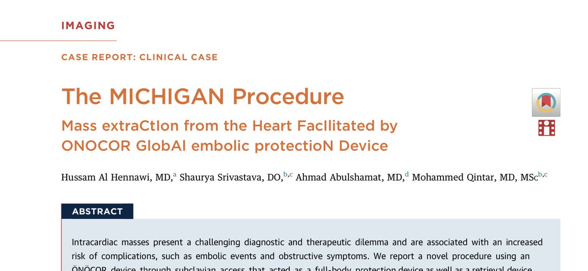 Introducing the MICHIGAN procedure; another tool in the box for transcatheter mass extraction. This was the 17th case of ONO in world, first through subclavian access and first use as a “global” full body embolic protection. <a href="/GilbertTangMD/">Dr. Gilbert Tang</a>

rb.gy/2sd1tp
