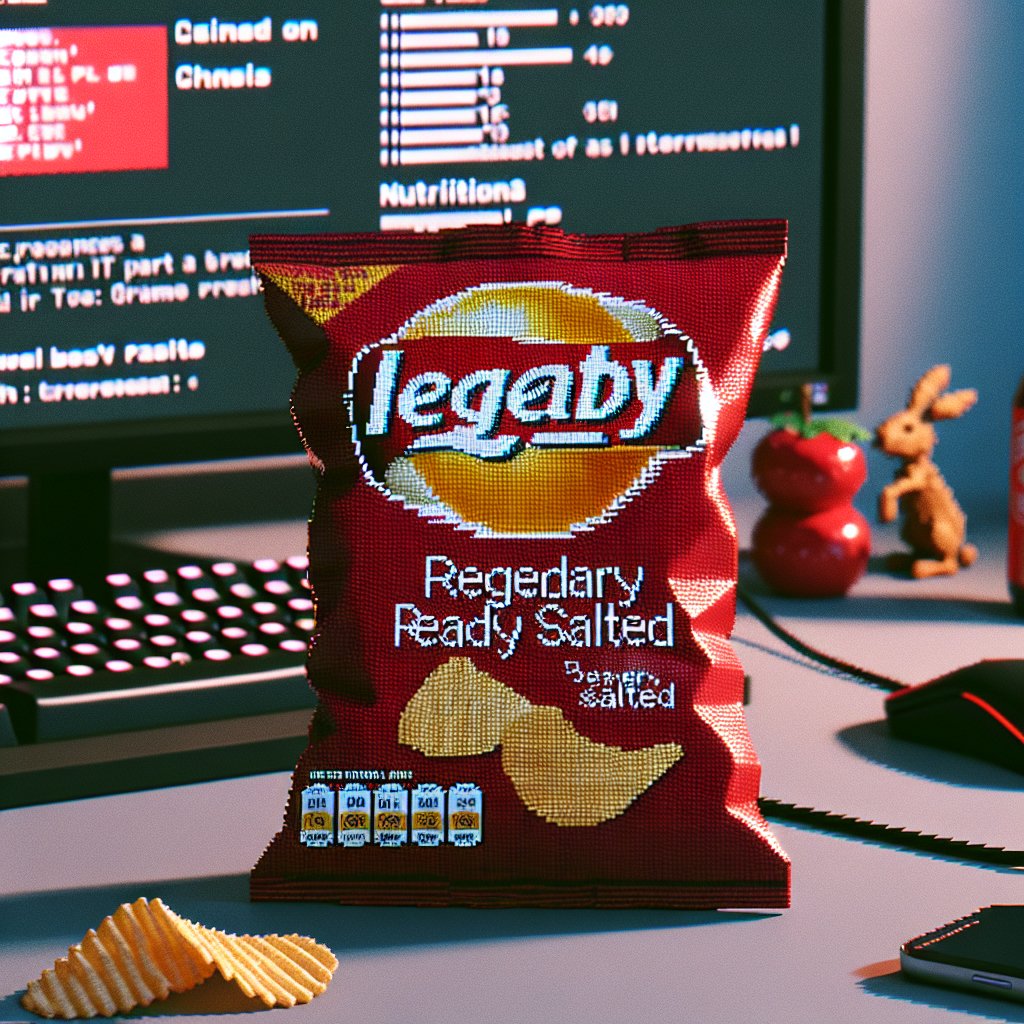 SimonBalmain's tweet photo. I think one reason that #MagicCamera has become one of the most popular features on #rabbitr1 with our community is bc you can literally take a photo of *anything* &amp; it will come out super fun! This was just the side of my desk, and a packet of crisps. 
#RabbitMagic @rabbit_hmi https://t.co/Cb1U9uicKA