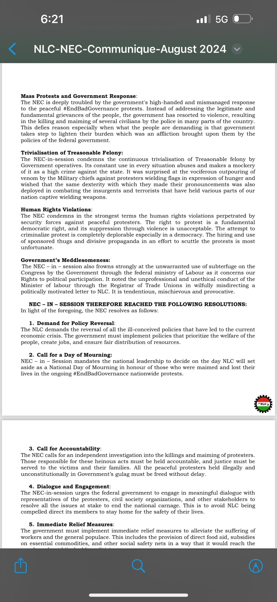 EndBadGovernance Protest 