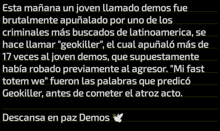 Anuncio importante... 
Espero estes contento <a href="/GGeokiller/">Geokiller</a> ...