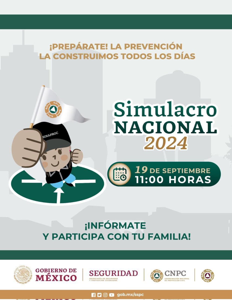 pcivilchiapas's tweet photo. El próximo 19 de Septiembre del 2024 a las 11:00 horas, se llevará a cabo el #SimulacroNacional2024 🚨📢.

En #Chiapas la hipótesis será de un #Sismo de magnitud 7.5 con epicentro en Acapulco, #Guerrero.

Participa desde tu centro de trabajo, escuela, casa o en el lugar donde te encuentres para estar preparados ante situaciones de #Emergencia y #ReducirRiesgos de #Desastres.

Regístrate en :

https://t.co/JOvCso81nH

#SomosPreventivos #LaProtecciónCivilLaHacemosTodos

@SSPCMexico @GobiernoMX @LuisMaGaMo