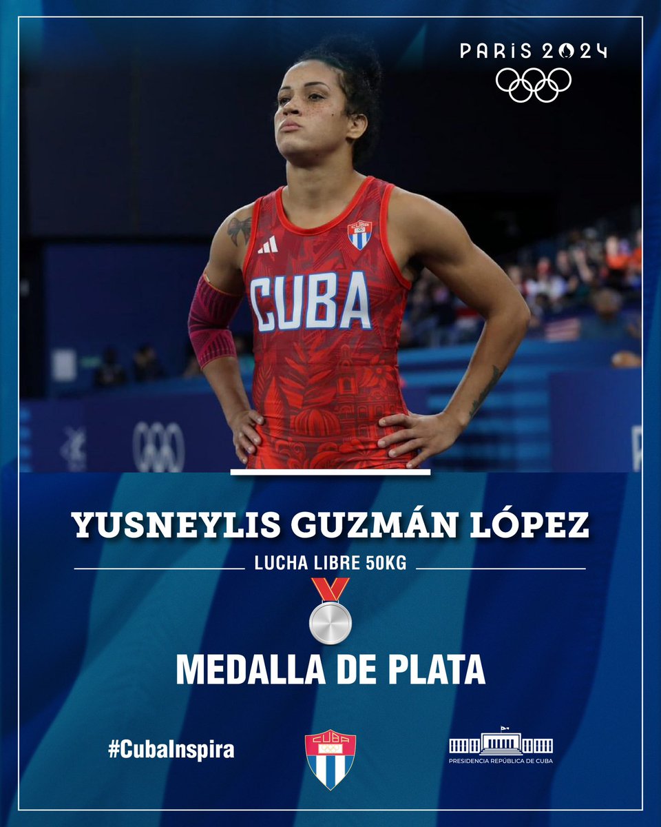 Yusneylis Guzmán hace historia para #Cuba en #Paris2024. Su nombre se inscribe como la primera mujer cubana en alcanzar una medalla olímpica en la lucha. Felicidades muchacha, ya entraste en el podio. Tienes edad y empuje para seguir subiendo. Abrazo adelantado por tus 28 mañana.