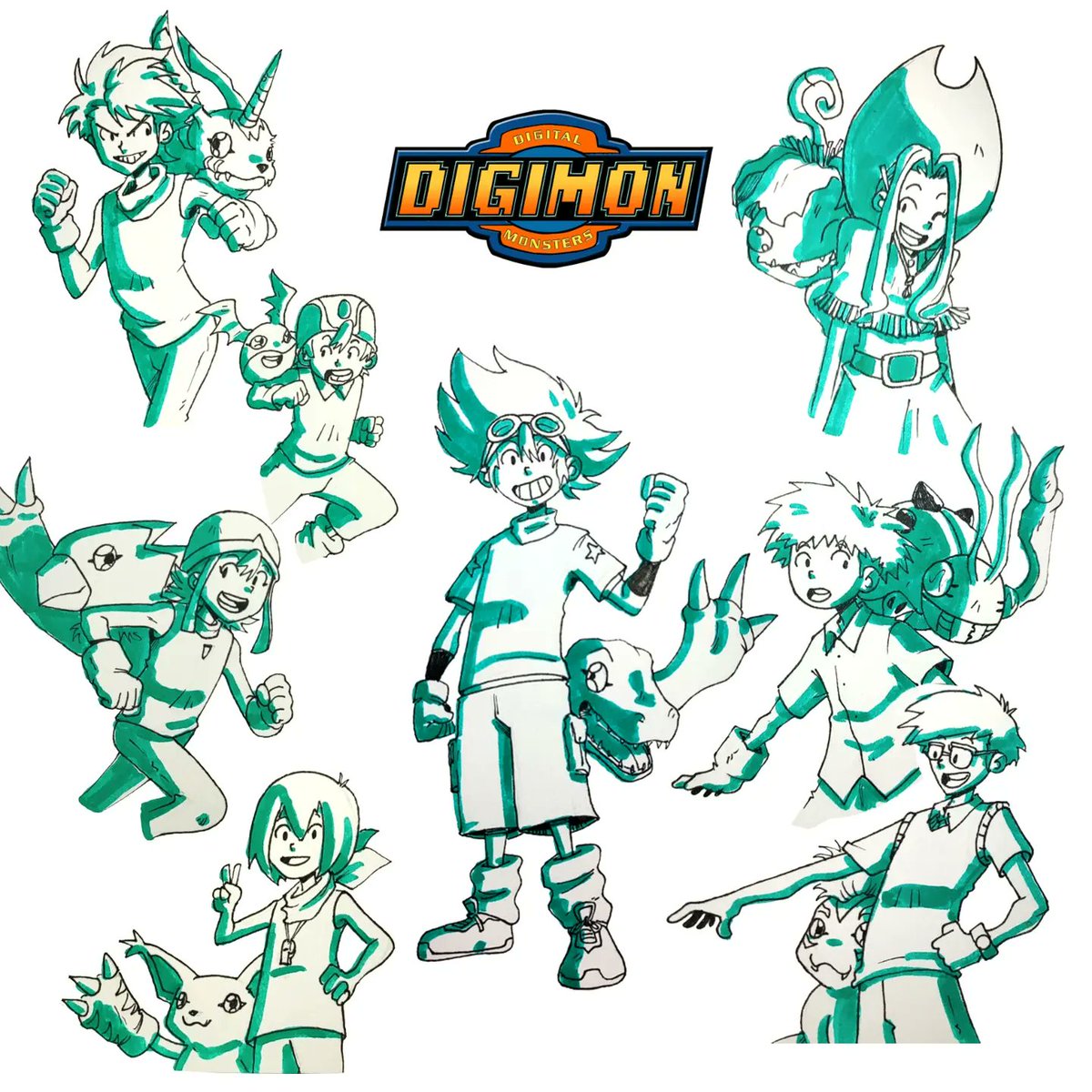 RocketMonkey_'s tweet photo. Miércoles de 5 personajes favoritos, hoy toca Digimon. Son más de 5 pero me caen bien los 7 así que los puse a todos ¿cual es su Digimon o elegido favorito? #Digimon #Tai #Kari #Matt #Tk #Izzi #Joe #Sora #Agumon #Gabumon #Gatomon #Tentomon #Gomamon #Palmon #Patamon https://t.co/r84IH7VgE2