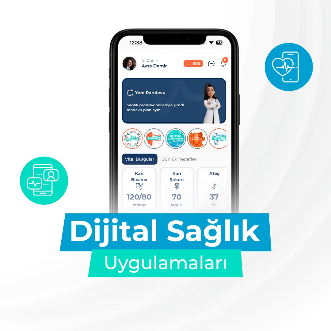 #Dijitalsağlık uygulamaları, her geçen gün kişisel sağlık hizmetlerini daha erişilebilir, verimli ve kullanıcı dostu hale getiriyor. Artık sağlığımızı takip etmek, verilerimizi kaydetmek ve sağlık profesyonelleriyle doğrudan etkileşime geçmek için bir akıllı telefon yeterli.