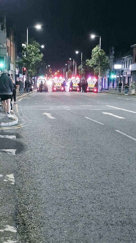naomi_long's tweet photo. Absolutely shameful scenes at Holywood Arches tonight.  People need to take a step back and realise the destruction they are inflicting on their own area.

Go home and leave our community in peace.

This is not reflective of the people of the East Belfast I know and love. 😢 https://t.co/EiYgONkIx7