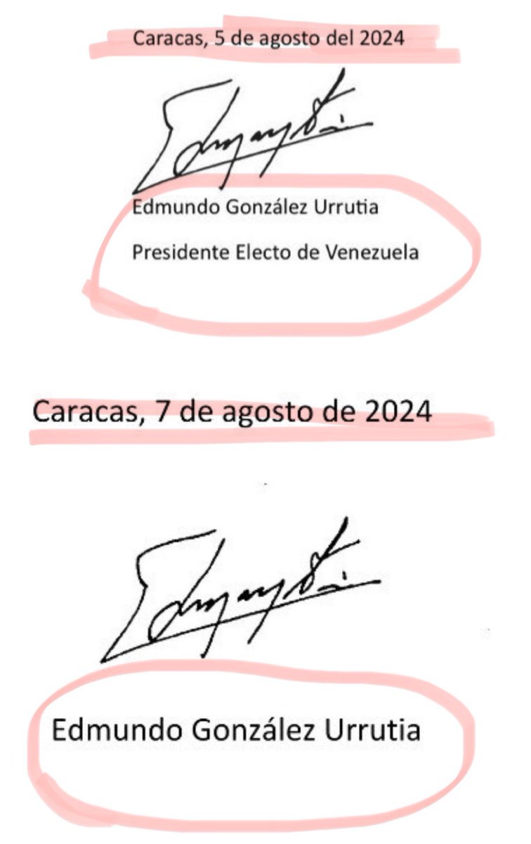 Lo curioso: el pasado lunes 7 de agosto <a href="/EdmundoGU/">Edmundo González</a> publicó un comunicado sedicioso dirigido a las #FANB en el que firmaba como “Presidente electo”. Hoy el excandidato de extrema derecha envió por RRSS una carta al #TSJ, en la que se declara contumacia, despojándose del cargo.