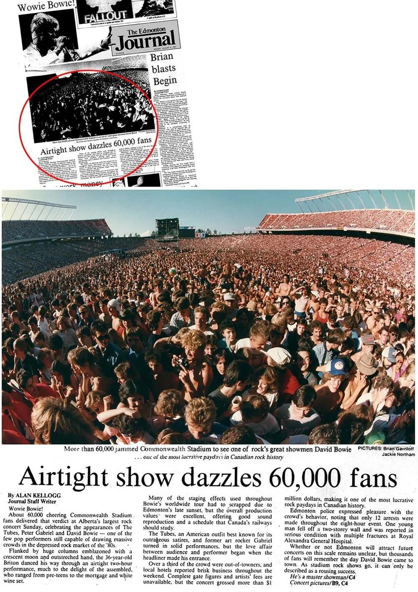 Today in 1983, we opened for <a href="/DavidBowieReal/">David Bowie Official</a> and <a href="/itspetergabriel/">Peter Gabriel</a> in Edmonton to 60,000 people.