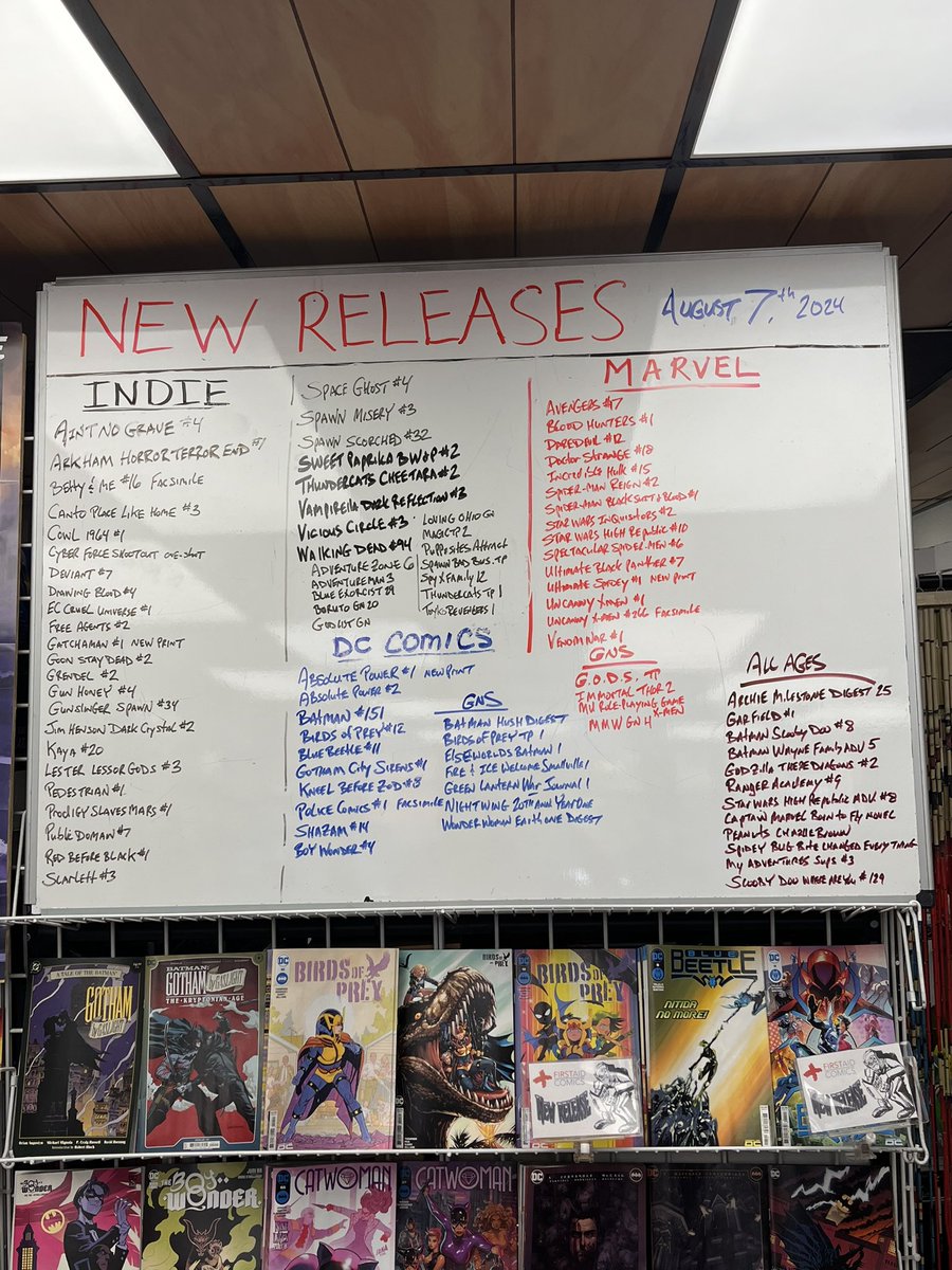 FIRSTAIDCOMICS's tweet image. New comics and five dollar trades as August rolls on.