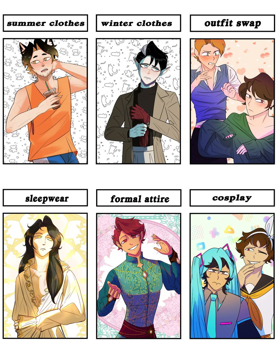 elle_drawws's tweet photo. SPECIAL ART 🌼 
Personajes de los comics que he hecho y los de los comics por venir ;) ¿cuál diseño les gusta más???🩷
Characters from the comics about to end and the ones about to come  ;)
Which design is your favorite?❣️ https://t.co/zGKcfTM6YW