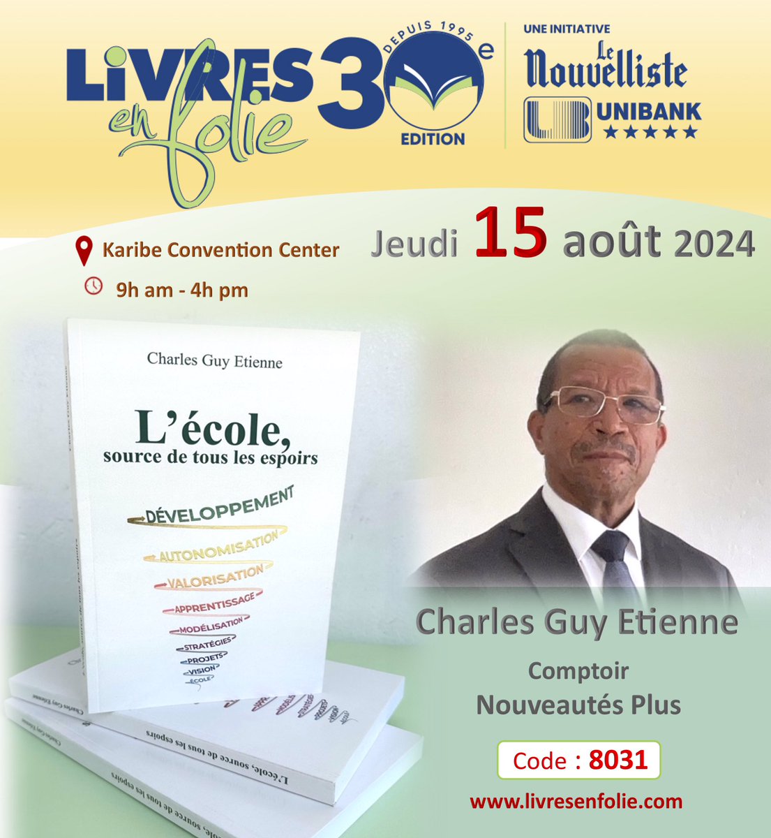 Guy Etienne (@cguyetienne) on Twitter photo “Cher Guy
Ton livre est une vraie mine d'or !!
Je me régale.
Bravo pour les 40 ans d'explorations et cette belle synthèse … nous aurons beaucoup à apprendre de tes succès en Haïti !!”
<a href="/FrancoisTaddei/">François Taddei</a>
Chercheur français
Auteur de APPRENDRE AU XXIe SIÈCLE
Président de <a href="/lpiparis_/">Learning Planet Institute</a> “Cher Guy
Ton livre est une vraie mine d'or !!
Je me régale.
Bravo pour les 40 ans d'explorations et cette belle synthèse … nous aurons beaucoup à apprendre de tes succès en Haïti !!”
<a href="/FrancoisTaddei/">François Taddei</a>
Chercheur français
Auteur de APPRENDRE AU XXIe SIÈCLE
Président de <a href="/lpiparis_/">Learning Planet Institute</a>
