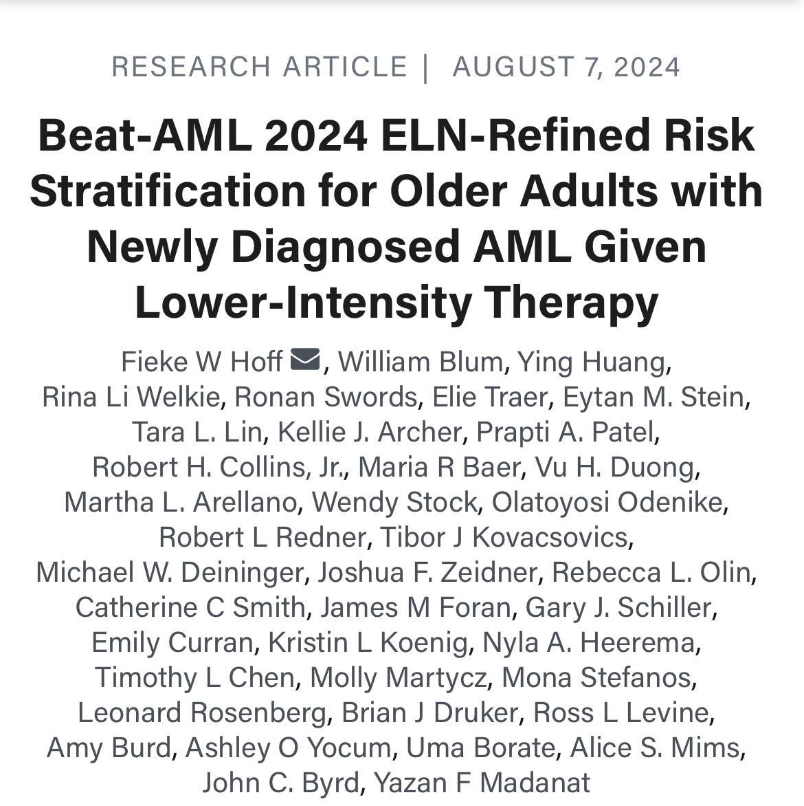 UChicago Leukemia Program (@uchicagoleuk) on Twitter photo Publication in <a href="/BloodAdvances/">Blood Advances</a> featuring <a href="/myeloidmalig/">Toyosi Odenike</a> and <a href="/DrWendyStock/">Wendy Stock</a> as part of the BEAT-AML initiative!
ashpublications.org/bloodadvances/… Publication in <a href="/BloodAdvances/">Blood Advances</a> featuring <a href="/myeloidmalig/">Toyosi Odenike</a> and <a href="/DrWendyStock/">Wendy Stock</a> as part of the BEAT-AML initiative!
ashpublications.org/bloodadvances/…