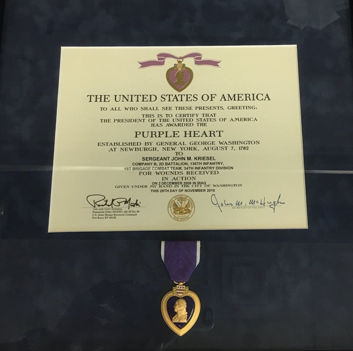 johnkriesel's tweet photo. Happy Purple Heart Day to all who’ve shed blood for this great nation. It’s the medal that we hope never to earn, but I'm proud to have it and so very thankful to be alive to talk about it. Life is good. #PurpleHeartDay https://t.co/g9qTLtuWRH