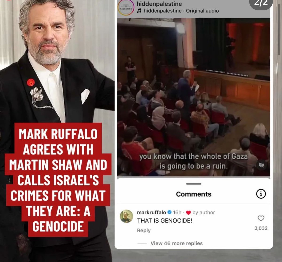 MARK RUFALO IS AGAINST ISRAELS GENOCIDE IN GAZA
