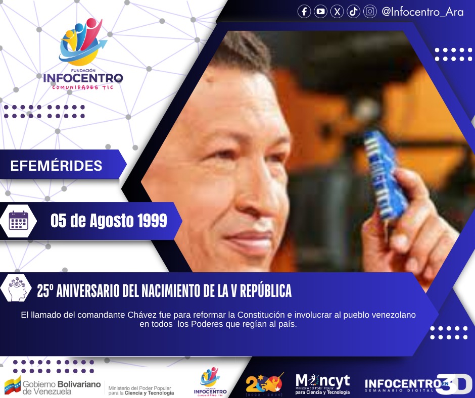#05/08 Efemérides del Dia.
<a href="/NicolasMaduro/">Nicolás Maduro</a>
<a href="/Gabrielasjr/">Gabriela Jiménez</a>
<a href="/LaRosaInfoVE/">LaRosaInfoVE</a>
