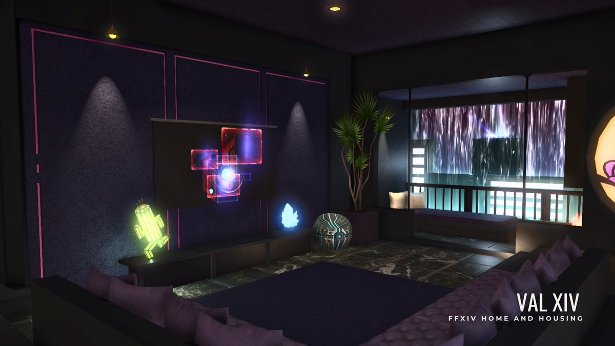 val__ffxiv's tweet photo. [Medium/FC] Acid Rain Heights - Made a communal FC area for the main floor of a medium in the acid rain/cyber city theme. Will be making Fc rooms to go with this at some point! 
#FFXIVHousing #FinalFantasyXIV #hgxiv #ff14📷 #ff14ハウジング #FFXIV📷 #HousingEden https://t.co/E8kU01Ewdo