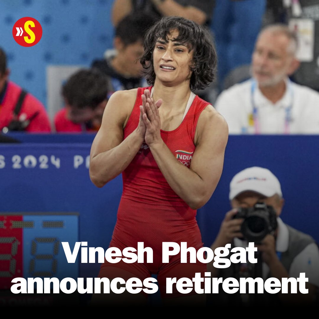 sportstarweb's tweet photo. 🚨 BREAKING | Vinesh Phogat bids goodbye to wrestling. 

In a social media post, she wrote, "Wrestling won and I lost. My dreams are shattered. I don't have any more strength"

#Paris2024 | #OlympicGames