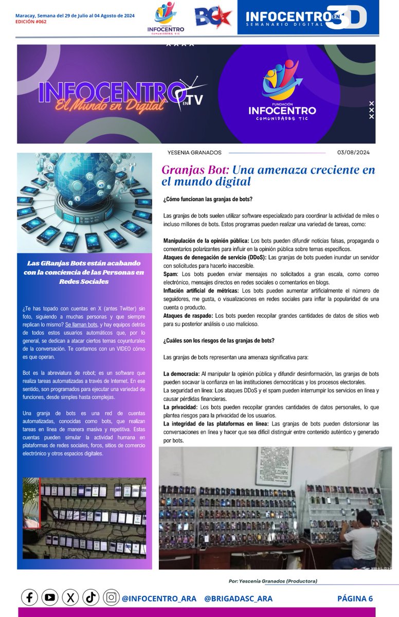 #Lun05DeAgosto Y hoy te traemos las mejores noticias del mundo de la Ciencia y la Tecnología de Infocentro y del Mincyt para tí en  la Edición #062 para seguir informándote del acontecer Científico Tecnológico en la Patria.
<a href="/NicolasMaduro/">Nicolás Maduro</a>
<a href="/Gabrielasjr/">Gabriela Jiménez</a>
<a href="/LaRosaInfoVE/">LaRosaInfoVE</a>