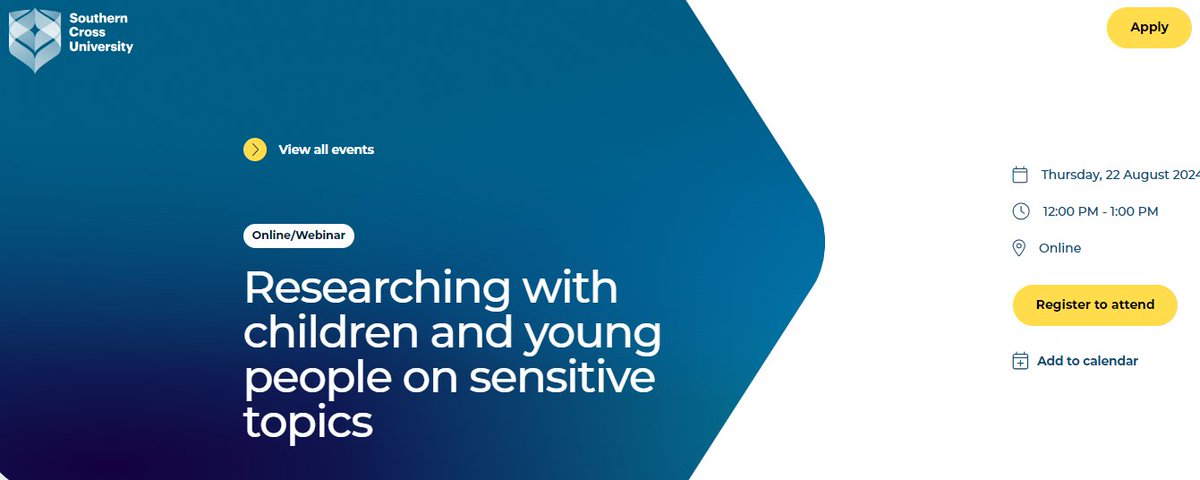 Join us to talk about best ways to engage children and young people to participate in research!

No child should be ‘gate-kept’ out of research due to their lived experiences of trauma, abuse and neglect!

<a href="/SCU_Australia/">Southern Cross University</a>  <a href="/cypresearch/">CCYP</a> #childrights 

bit.ly/3YCKijk