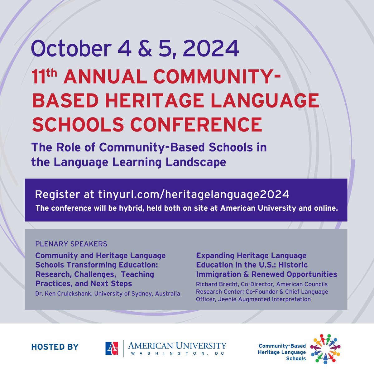 Will you be attending the 11th Annual Coalition of Community-Based Language Schools conference? Register here: tinyurl.com/heritagelangua…