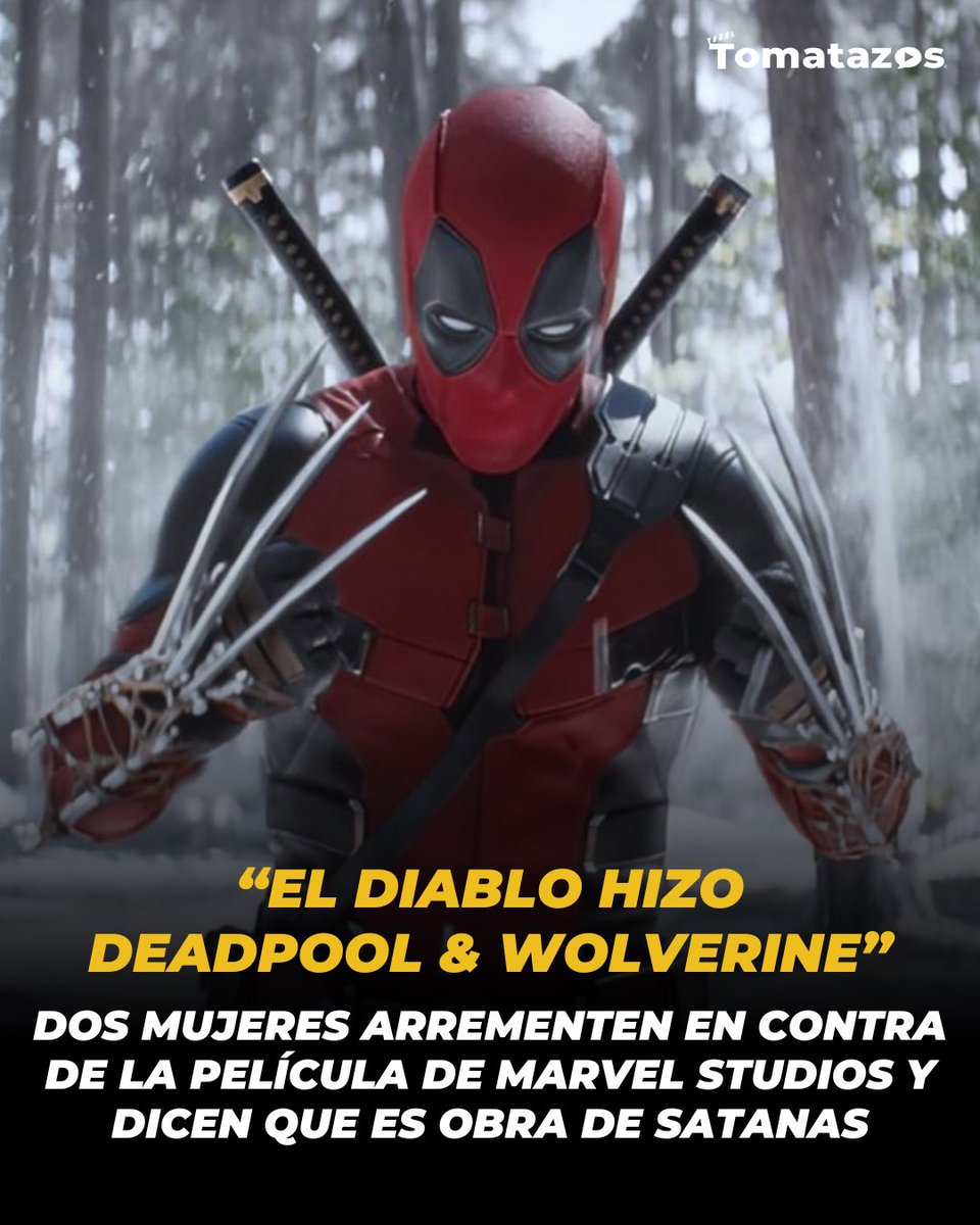 TomatazosCom's tweet photo. ¡DEADPOOL ES DEL DIABLO! 😳 Dos mujeres religiosas en Estados Unidos se hicieron virales luego de dar su opinión sobre #DeadpoolAndWolverine y aseguran que la película ‘fue hecha por el diablo’ y arremeten en contra del mote de ‘Jesús de #Marvel’ de #WideWilson https://t.co/PYetuDhEqI