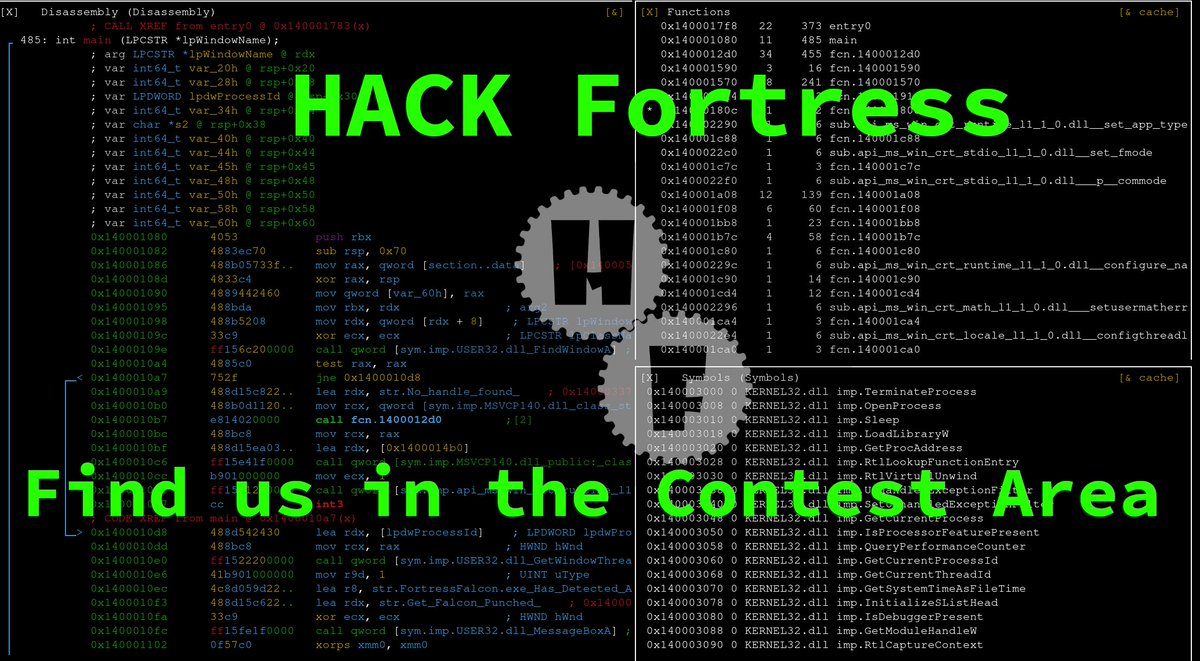 Going to #DEFCON? 

👀Looking to jump into a #CTF that won't kill your whole weekend?

Come checkout #HackFortress (<a href="/tf2shmoo/">Hack Fortress</a>), one of the longest running CTFs at DEF CON.

🖥️Hackers solve challenges for in game items for gamers.

🕹️Gamers play TF2 to pwn the other team!