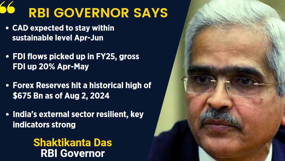 CNBCTV18Live's tweet image. #RBIPolicy | #CurrentAccountDeficit expected to stay within sustainable level Apr-Jun, FDI flows picked up in FY25, gross FDI up 20% Apr-May

#RBIGovernor says