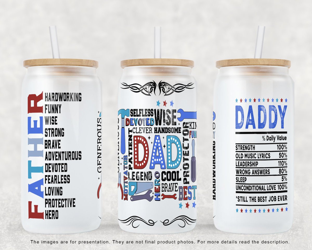AryDesignTumble's tweet photo. Father's Day Best Dad Daddy Father Strong Loving 16 oz Libbey Glass Can Tumbler Sublimation Design, Full Wrap Template PNG Digital Download https://t.co/eWbg6TvN9v
#FathersDay #BestDad #Daddy #Father #StrongDad #LovingDad #Fatherhood #FathersDayGift #BestDadEver #DadLife #Libbey https://t.co/lDIpS9xTay