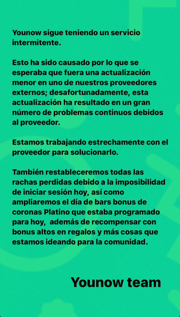 Todo este tiempo que estamos fuera de servicio será recompensado con bonus altos y demás cosas para la comunidad. 🫶🏼💚