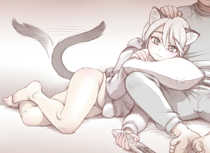 「早くおなか撫でろにゃ」「テレビ視てるときは ずっと頭撫でてろにゃ」#世界猫の日 