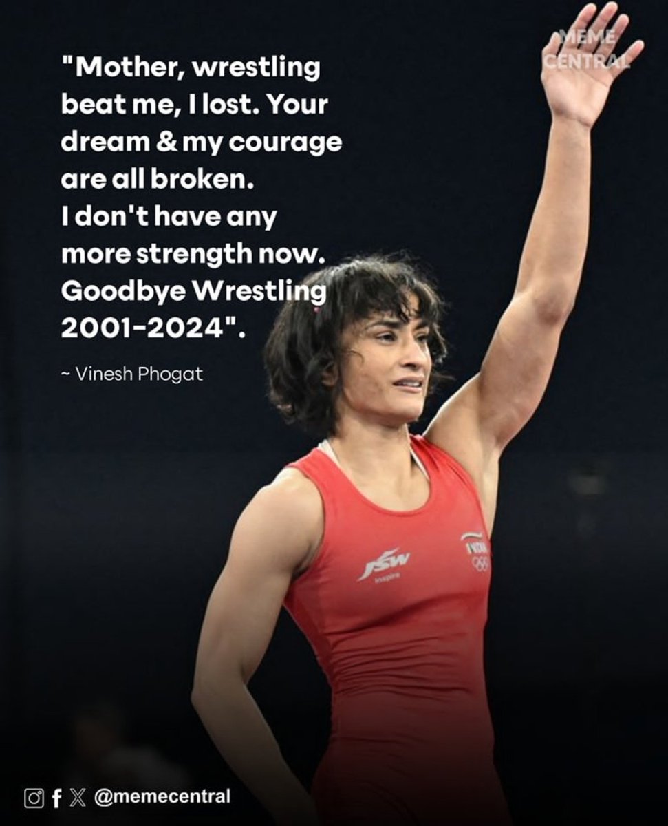 memecentral_teb's tweet image. Disheartening words by @Phogat_Vinesh 
#Paris2024 #sorryvinesh