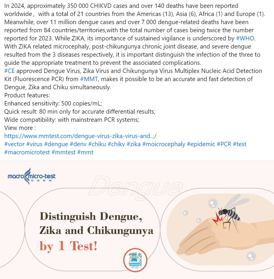 MacroMicroTest's tweet image. #CE approved Dengue Virus, Zika Virus and Chikungunya Virus Multiplex
View more :
mmtest.com/dengue-virus-z…
#vector