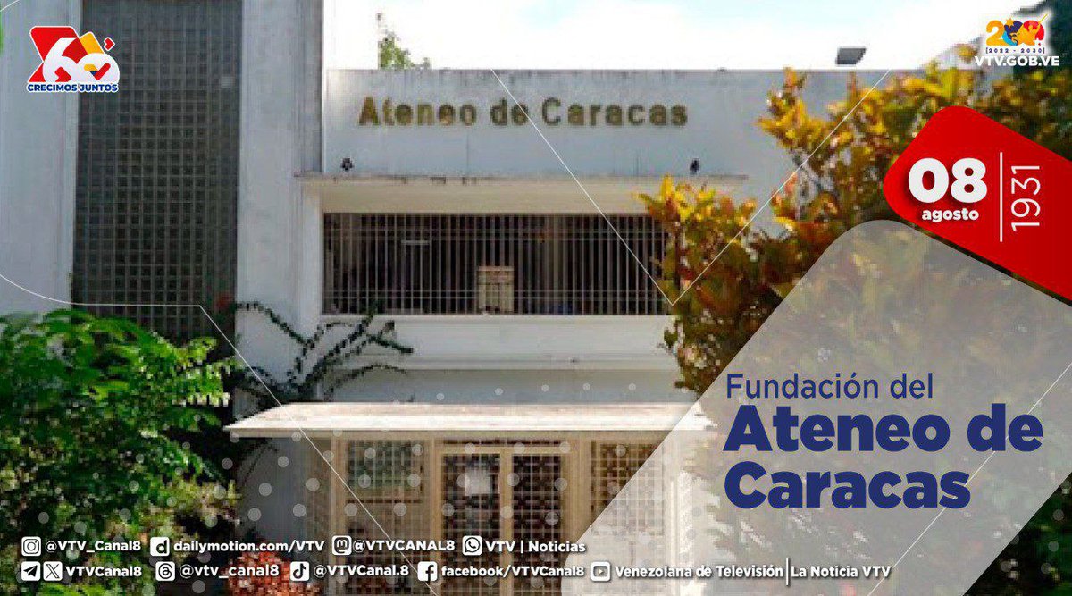 #EFEMÉRIDE🗓️| El Ateneo de Caracas celebra 93 años siendo un espacio dedicado a la expresión artística venezolana. Su experiencia y proyección es el resultado de la sumatoria y la voluntad de artistas, intelectuales y notables personalidades. 

#PuebloSonrienteYEnPaz