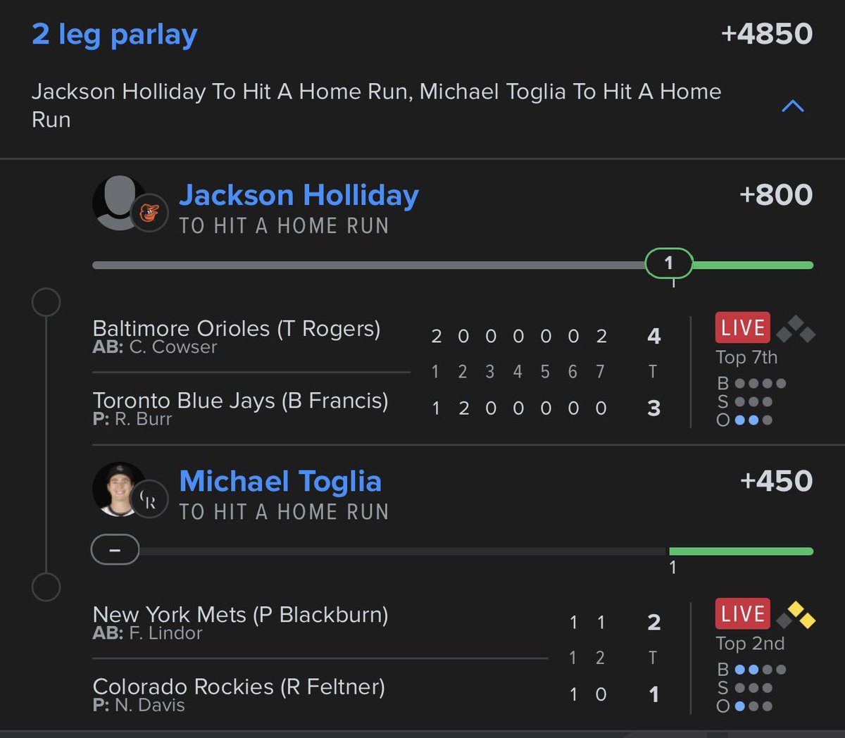 TheParlayPlug's tweet image. Toglia go be a man.

#GamblingX