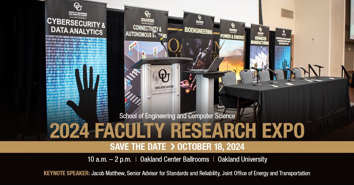 SECS_OU's tweet photo. SAVE THE DATE for the 2024 Faculty Research Expo hosted by the School of Engineering and Computer Science on October 18, 2024! Dive into the forefront of technological innovation, engage with researchers &amp; industry professionals &amp;seize the opportunity to expand your network! https://t.co/rc2G7GgWaN