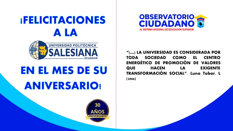 OCES_EC's tweet photo. ¡Felicitaciones a la Universidad Politécnica Salesiana en el mes de su aniversario!
#buenaspracticasprofesionales
#formandociudadanos
#campañadevalores
#centrodevalores
@upsalesianaec https://t.co/BMNl59kuHS