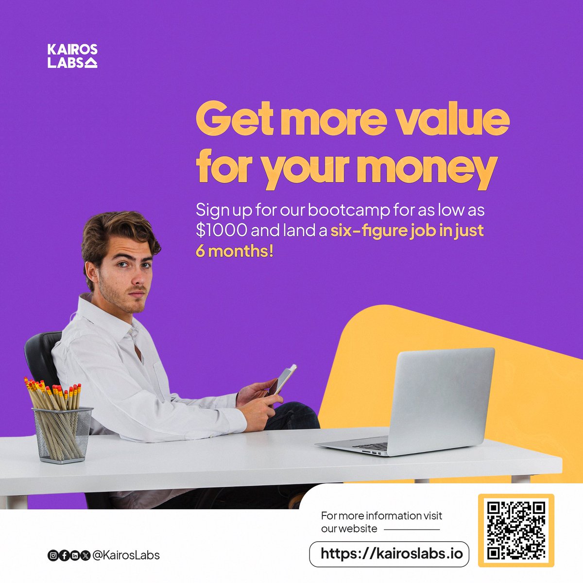 Kairoslabs_io's tweet image. Are you ready to turn your potential into reality? Join our bootcamp and invest in your future with as little as $1000. 

Click the link in bio for more information. 

#CareerDevelopment #BootcampTraining #InvestInYourFuture #ElevateYourCareer #KairosLabs