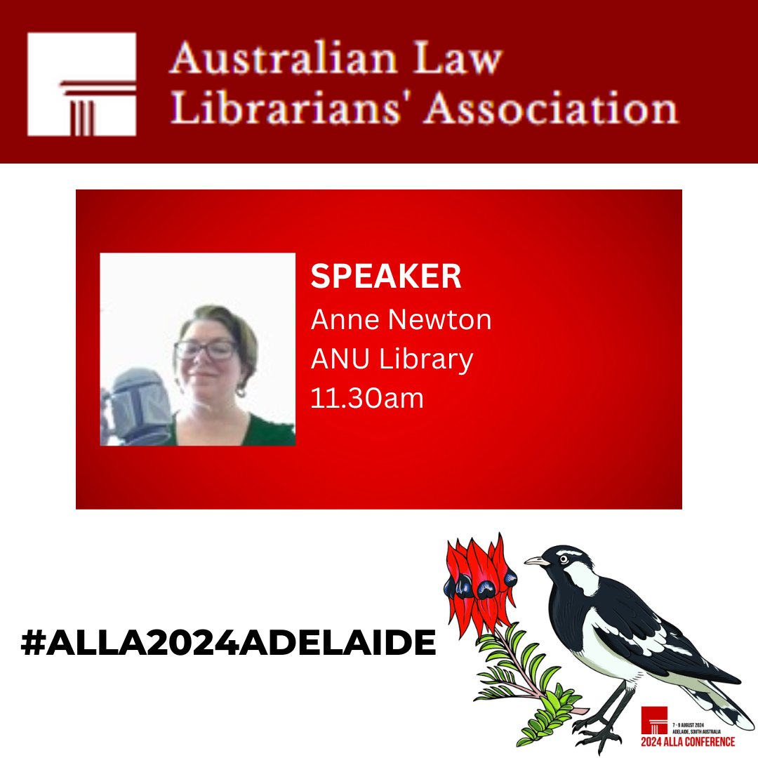 Looking forward to Dancing with disaster: how to prepare for a very bad day, by Speaker Anne Newton #ALLA2024Adelaide #ALLA24 #LawLibrarians
x.com/ANULibrary