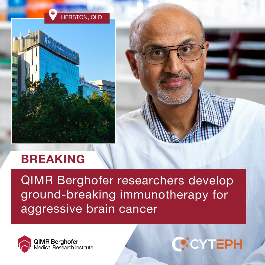 QIMRB_Institute's tweet photo. Professor @khanna_rajiv AO and his team have developed super-charged immune cells to fight #glioblastoma, a highly aggressive #braincancer. Early preclinical results suggest that the CAR T #immunotherapy cells could kill #tumour cells and potentially prevent the cancer returning. https://t.co/SknmbrV7Xs
