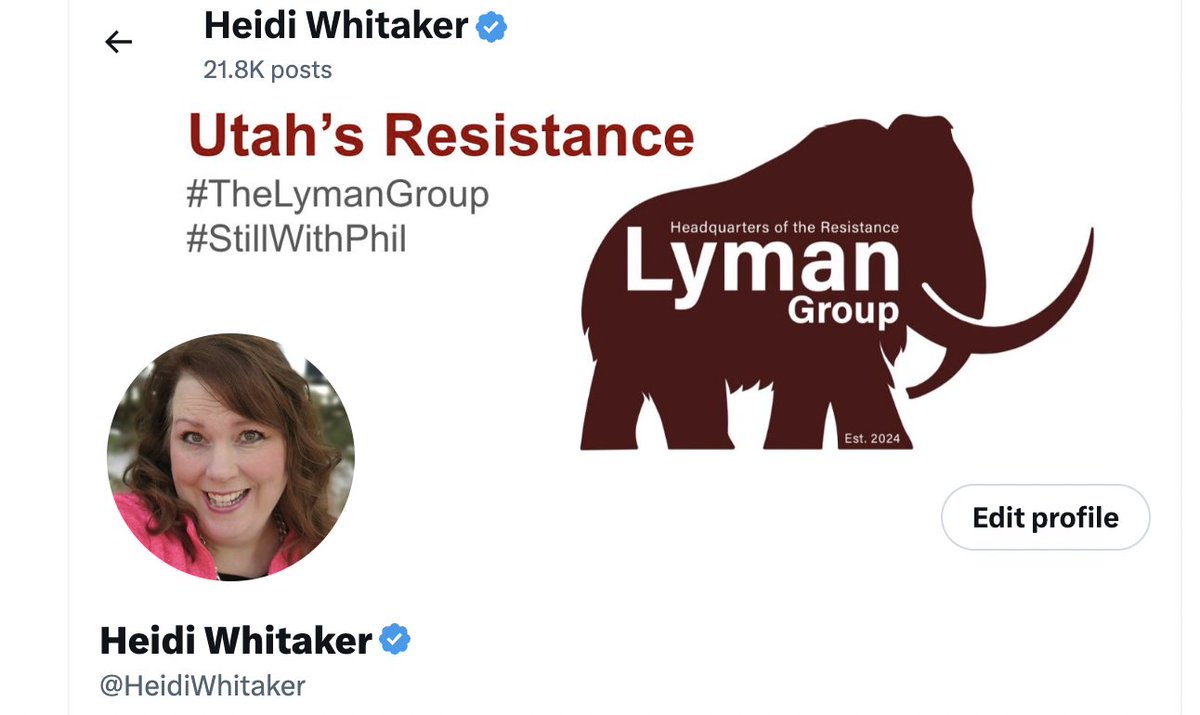 HeidiWhitaker's tweet photo. I changed my X header to show my support for @phil_lyman and his new organization, The Lyman Group. #TheLymanGroup #StillWithPhil https://t.co/WhYN5Bh4u0